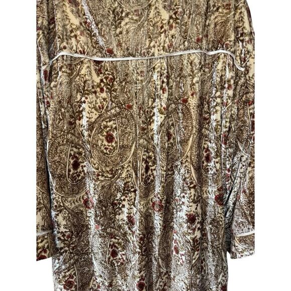 Free People Sweet Escape Boho Paisley Floral Printed Velvet Trench Duster Large - Picture 5 of 14
